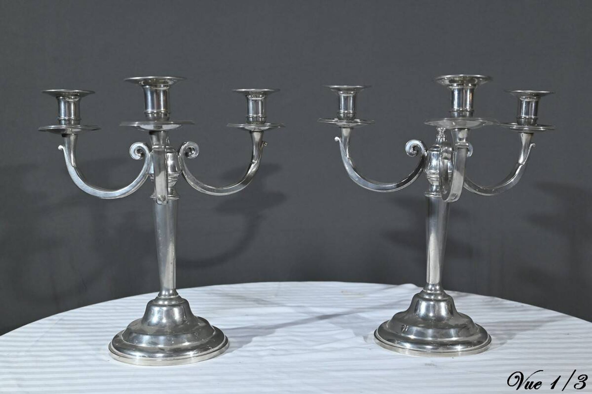 Pair of “Le Lingot” Candelabra in Pewter – Mid 20th Century