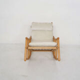 Scandinavian modern birch spindle rocking lounge chair, 1960’s