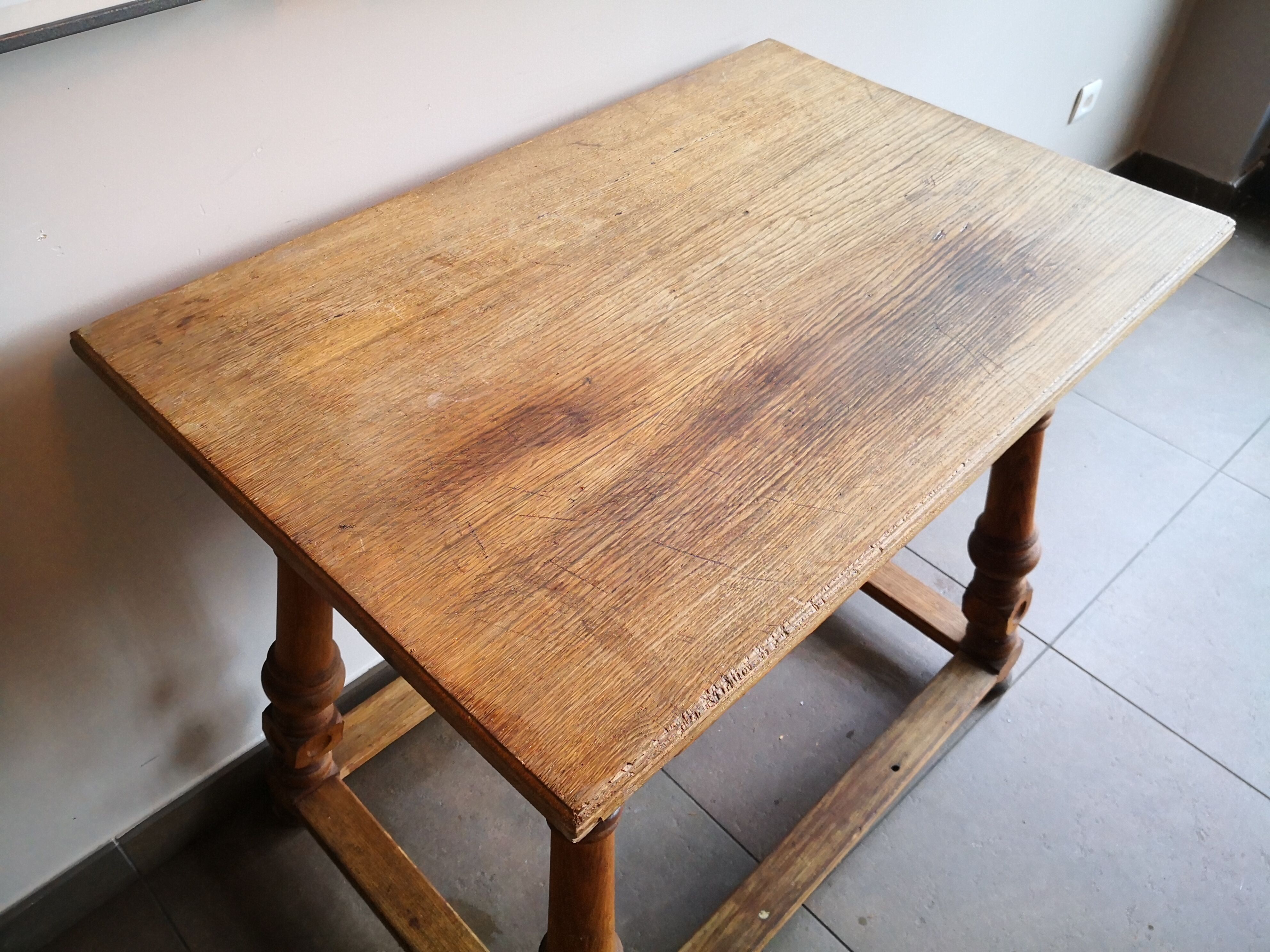 Old country desk feet turned