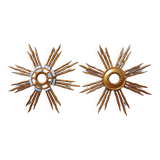 2 wooden sun mirrors and golden plaster
