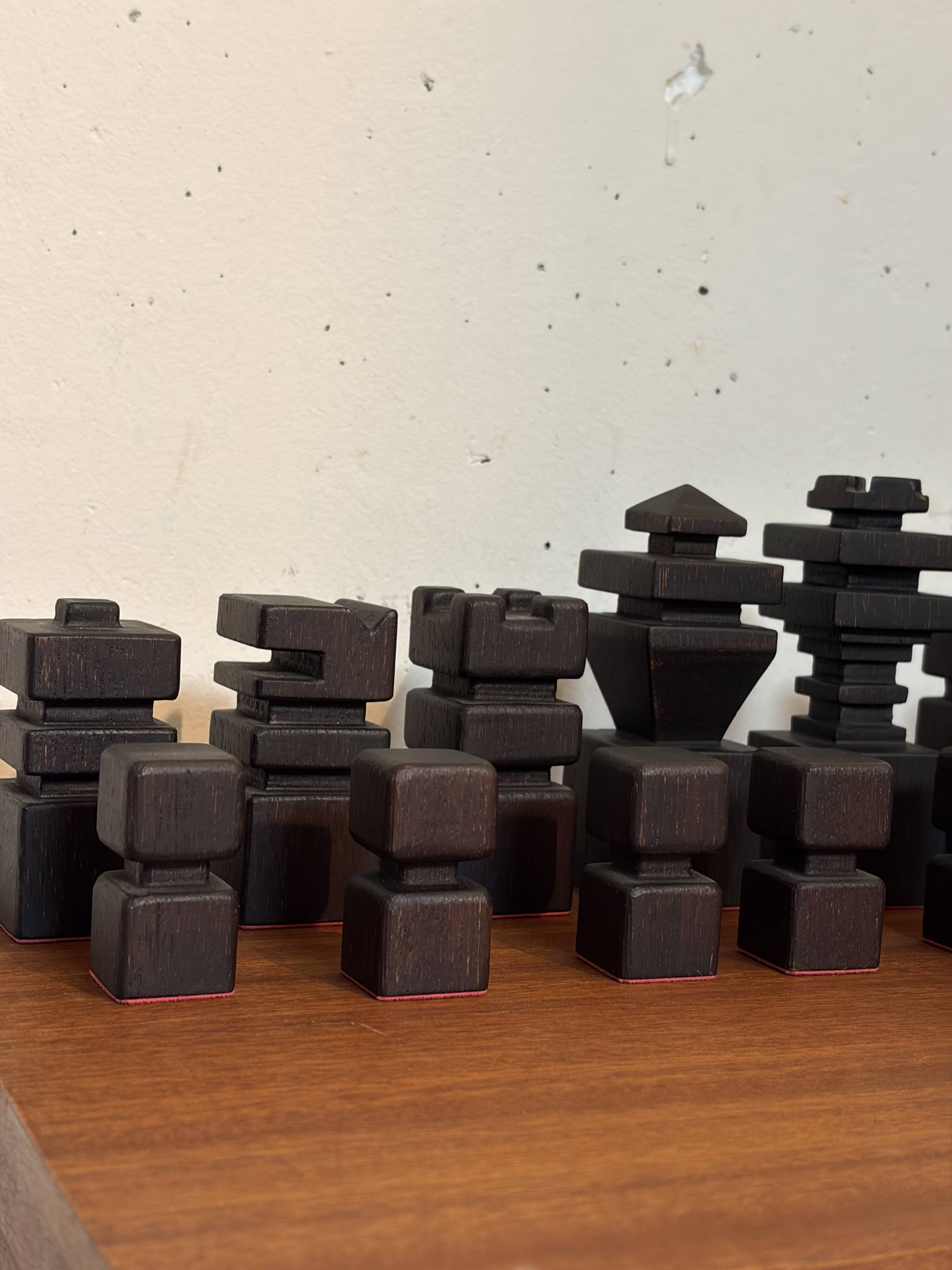 Wooden chess set, 1970