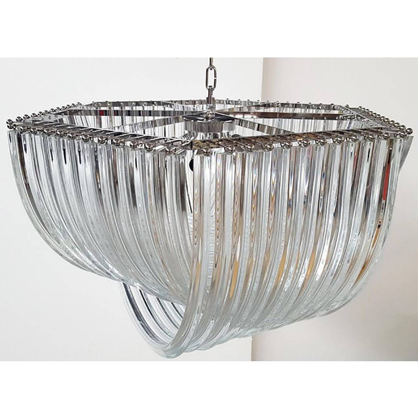 Glass Chandelier Arc in Clear Color With Kromo Metal Frame