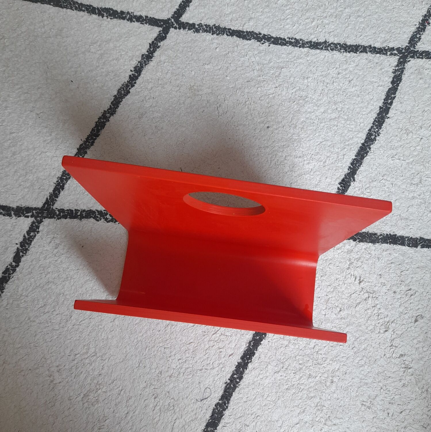 Red wood magazine holder