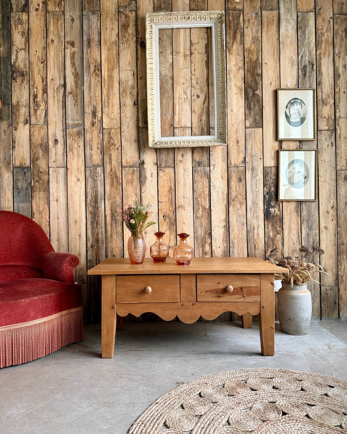 Chic country coffee table in solid pine (renovated)