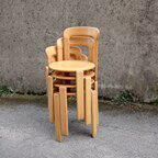 Pair of Bruno rey chairs in blond wood from the 80s