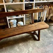 Aranjou dark wood dining table and 2 benches from the 70s/80s ☐ 200 x 89 cm