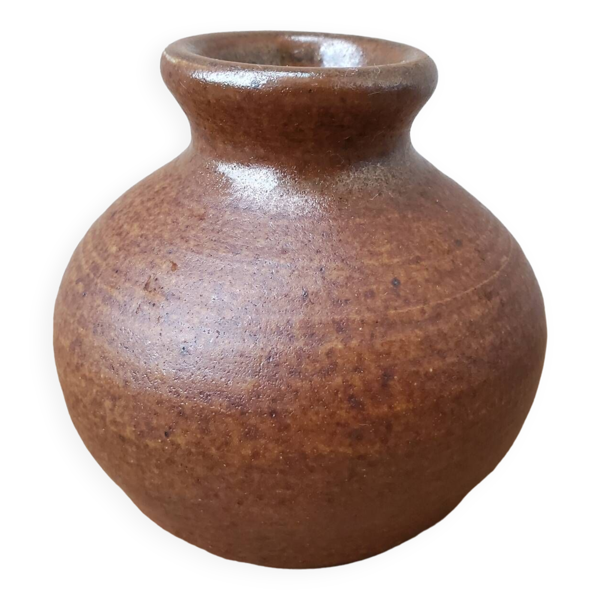 Sandstone ball vase signed Fontgombault