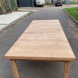 Renovated extendable farmhouse dining table in solid oak from the 19th century, 250-350.