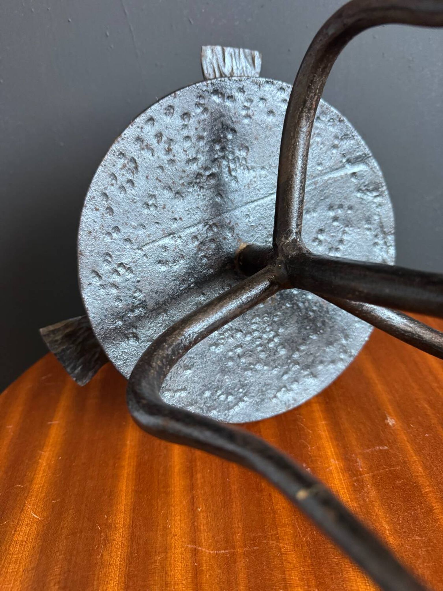 Brutalist wrought iron candlestick holder