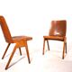 Set of two stackable plywood dining chairs, 1960