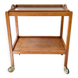 Desserte vintage en bois à roulettes plateau amovible