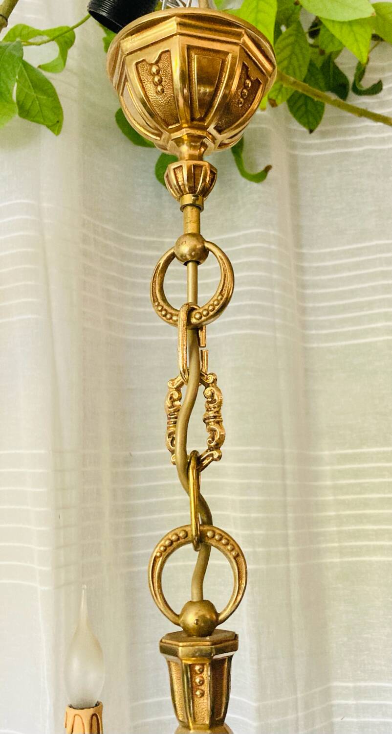 Louis XVI chandelier, 20th century, in solid gilded bronze
