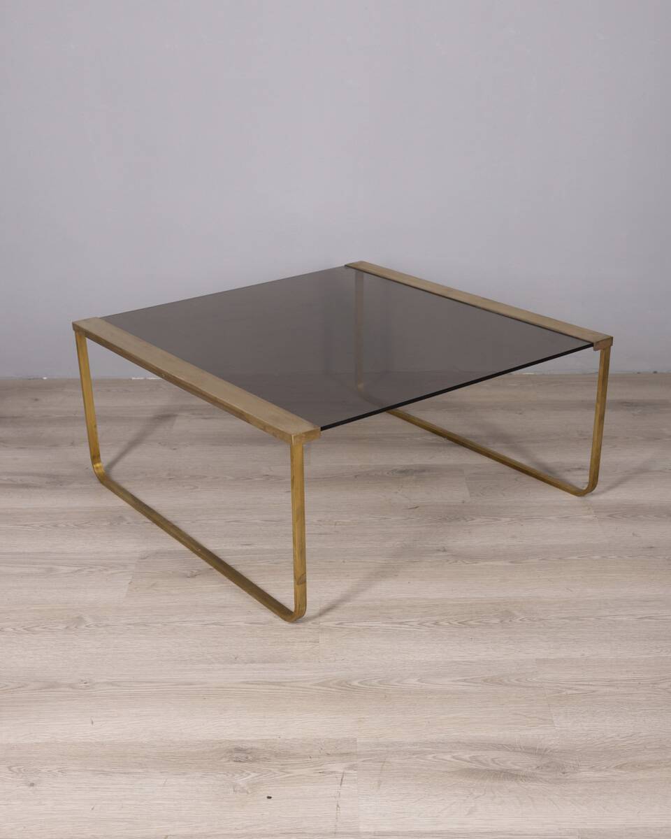 Vintage 1960s italian design brass and glass coffee table