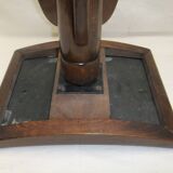 Piano stool bench old wooden tripod foot mustard velvet top