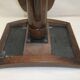 Piano stool bench old wooden tripod foot mustard velvet top