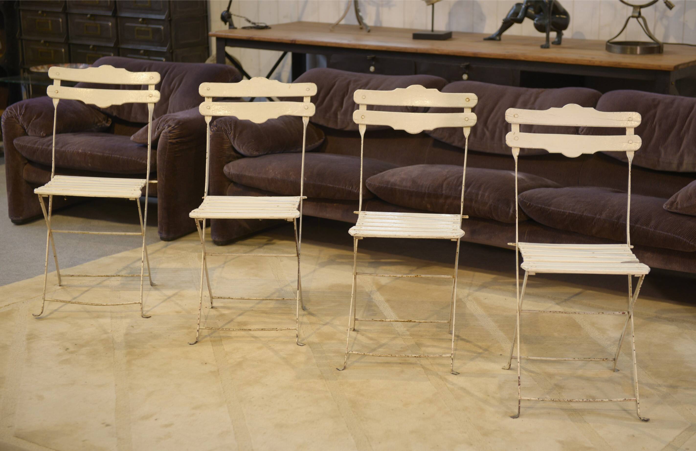 Set of 4 folding garden chairs from the 1960s.