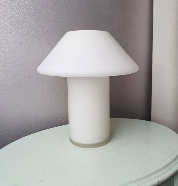Lampe de table champignon en verre Hala Zeist années 80 âge spatial