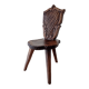 Brutalist tripod chair in carved wood 19th century