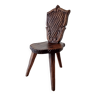 Brutalist tripod chair in carved wood 19th century