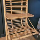 Vintage bamboo and rattan wall shelf