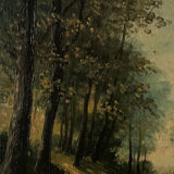 Cottage in the woods, oil on canvas signed