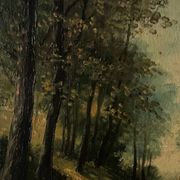 Cottage in the woods, oil on canvas signed