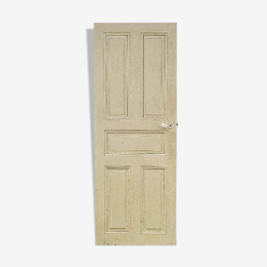 Ancienne porte intérieur bois peint vintage poignée porcelaine N°1 | Selency