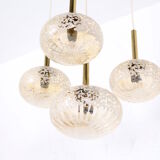 Cascade chandelier 4 globe in blown amber glass