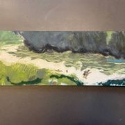 Tableau personnage se cachant dans la nature XXe