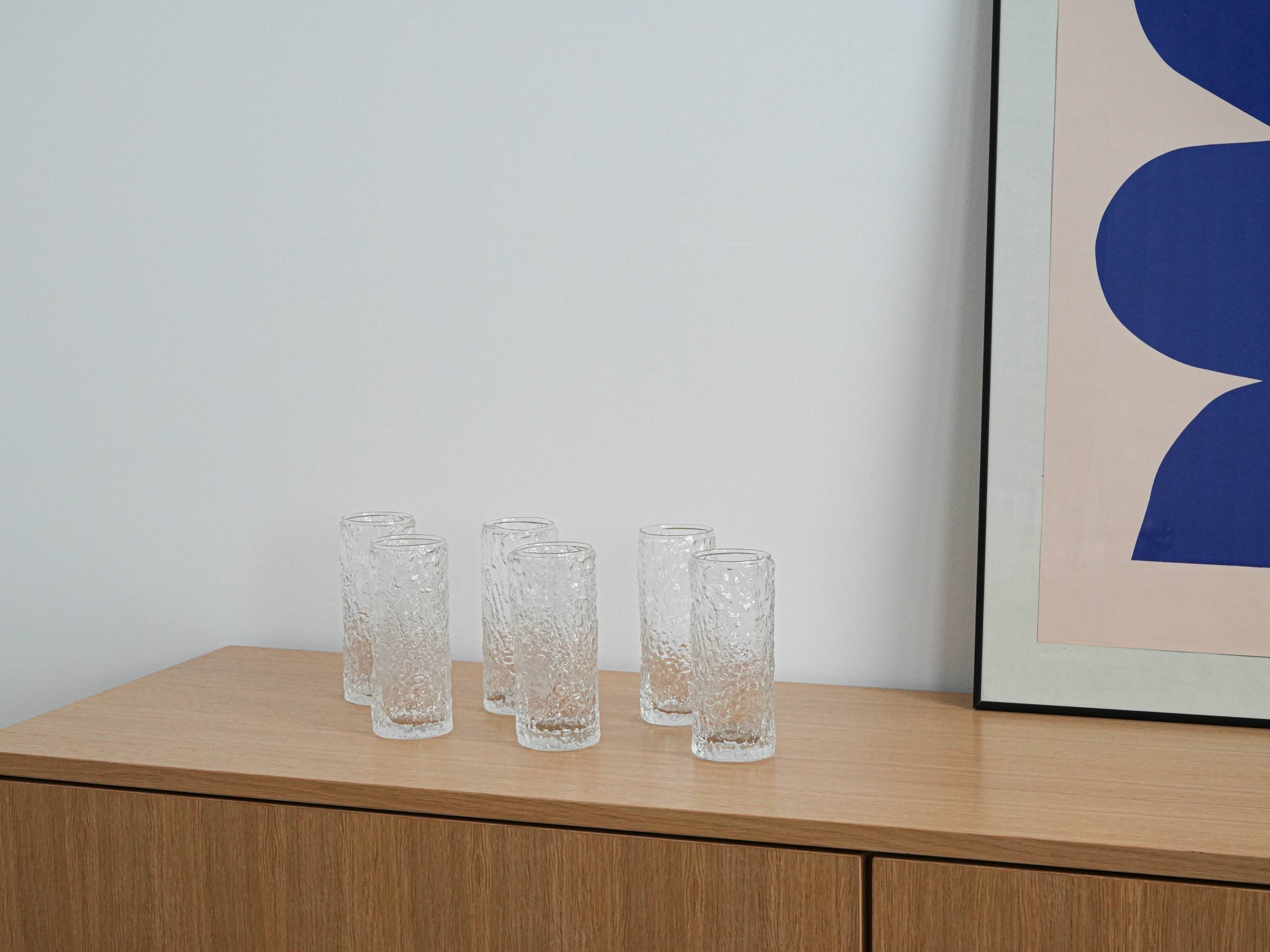 Set of six glasses, Italian design, 1970s, made in Italy