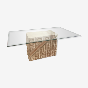 Stone and glass coffee table