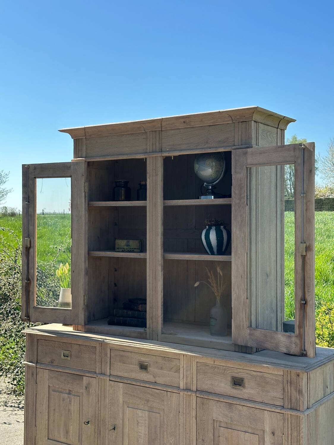 Raw oak dresser cabinet