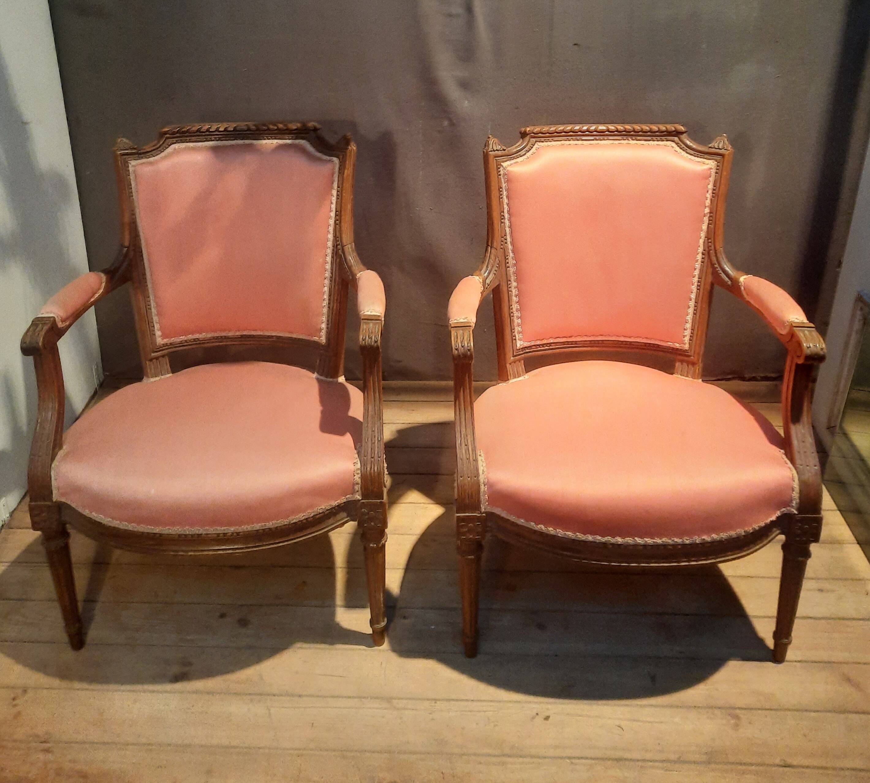 Pair of Louis XVI style armchairs