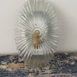 Vintage pebble wall lamp in chiseled glass corrugated shape