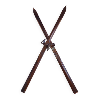 Pair of old wooden skis L=205cm