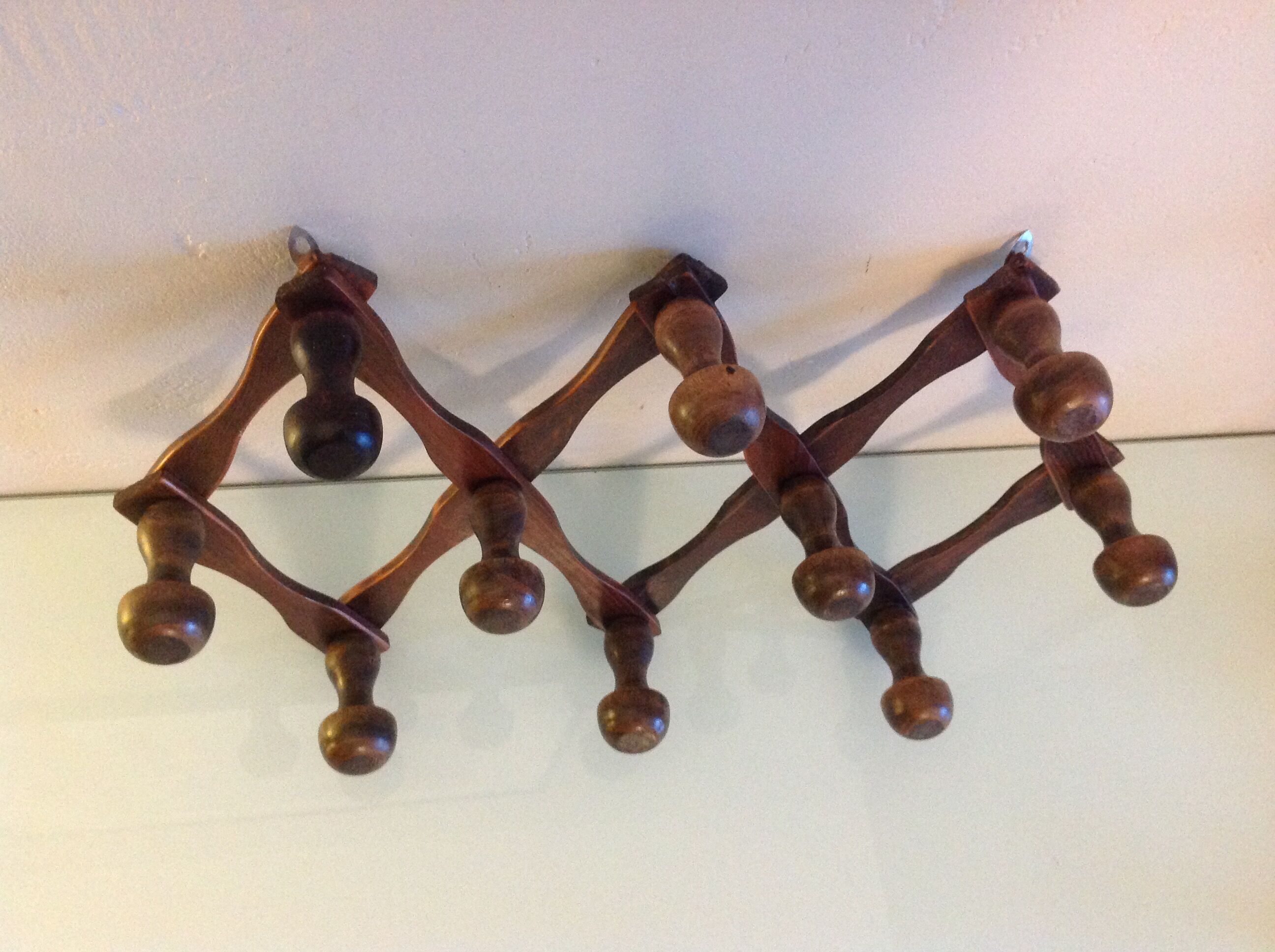 Ten-headed accordion coat holder / vintage 60s-70s