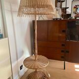 Lampadaire rotin vintage