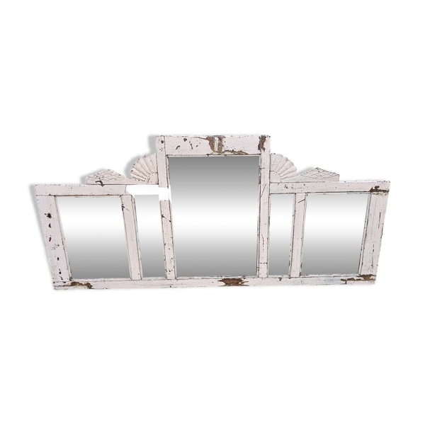 Ancien miroir ogive en teck birman