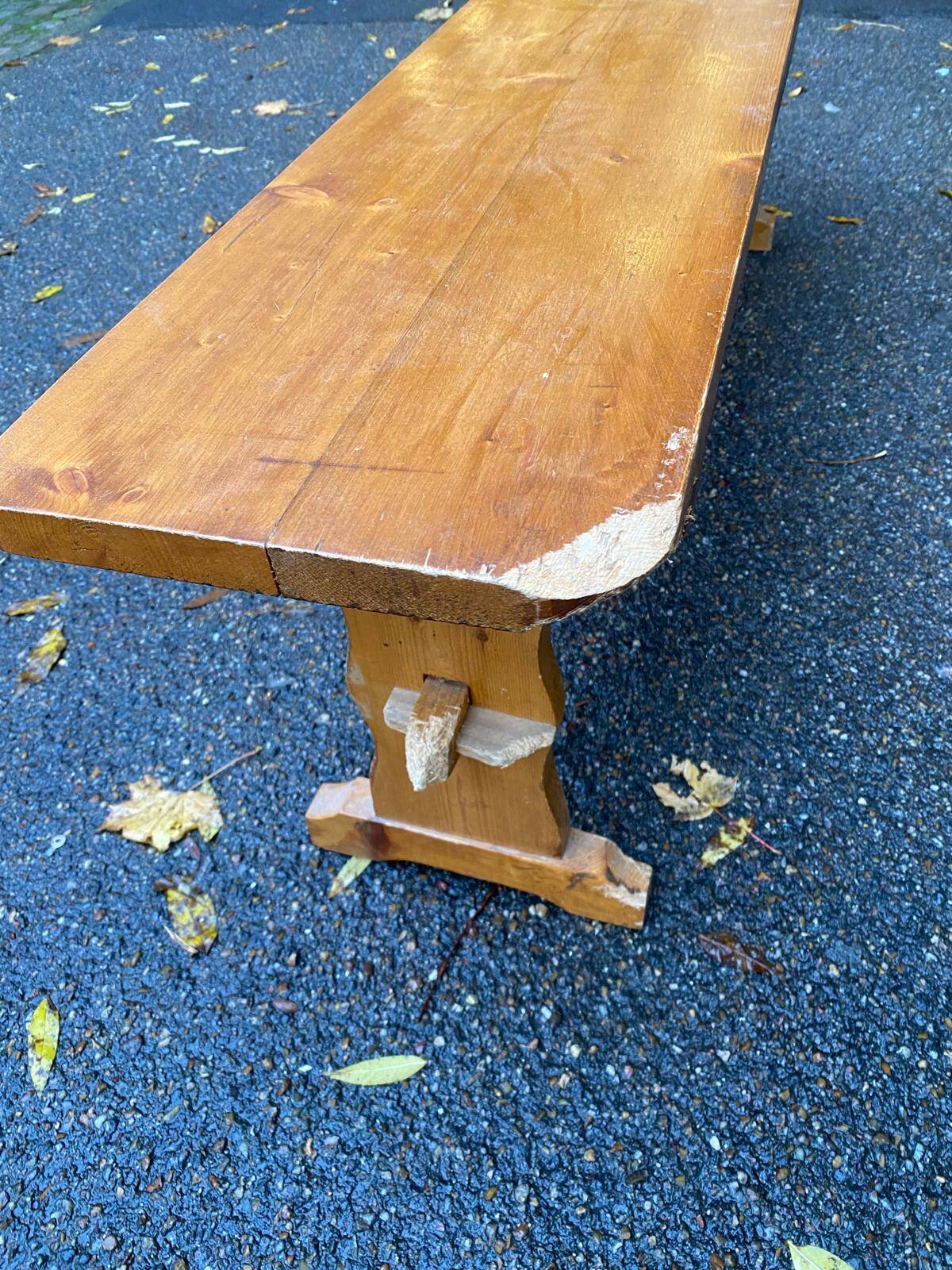Banc de ferme vintage en bois massif 140cm
