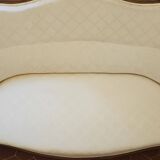 Louis Philippe Sofa in Walnut Wood with Ecru White Upholstery