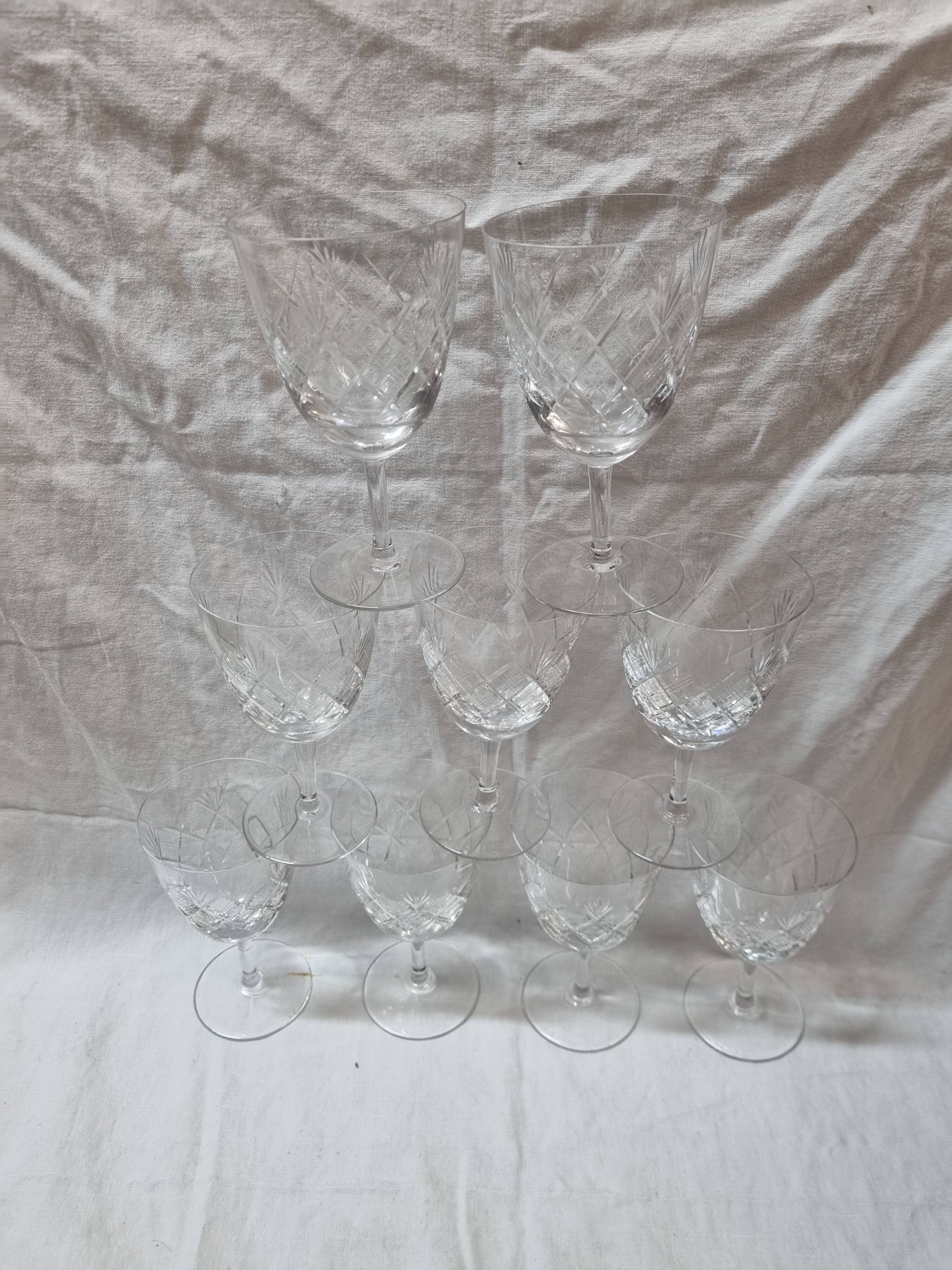 9 crystal wine glasses from 1980