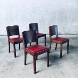 Art Deco Dining Chair Set, Belgium, 1920s, Set of 4