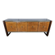 Art Decò Sideboard in Mahogany and Maple with Black Glass and Brass Finishi