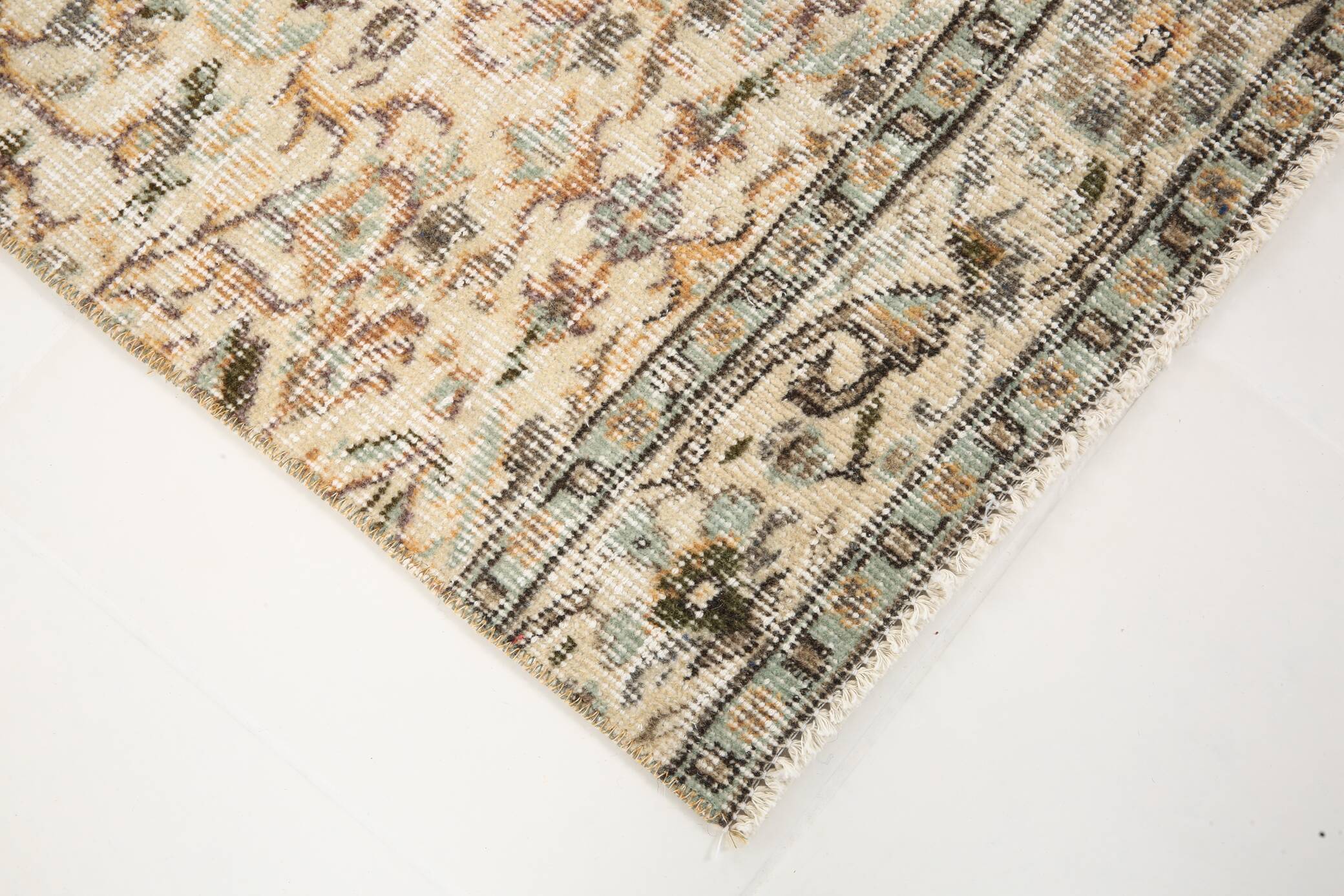 3x10 Beige & Brown Turkish Runner Rug, 84x263Cm