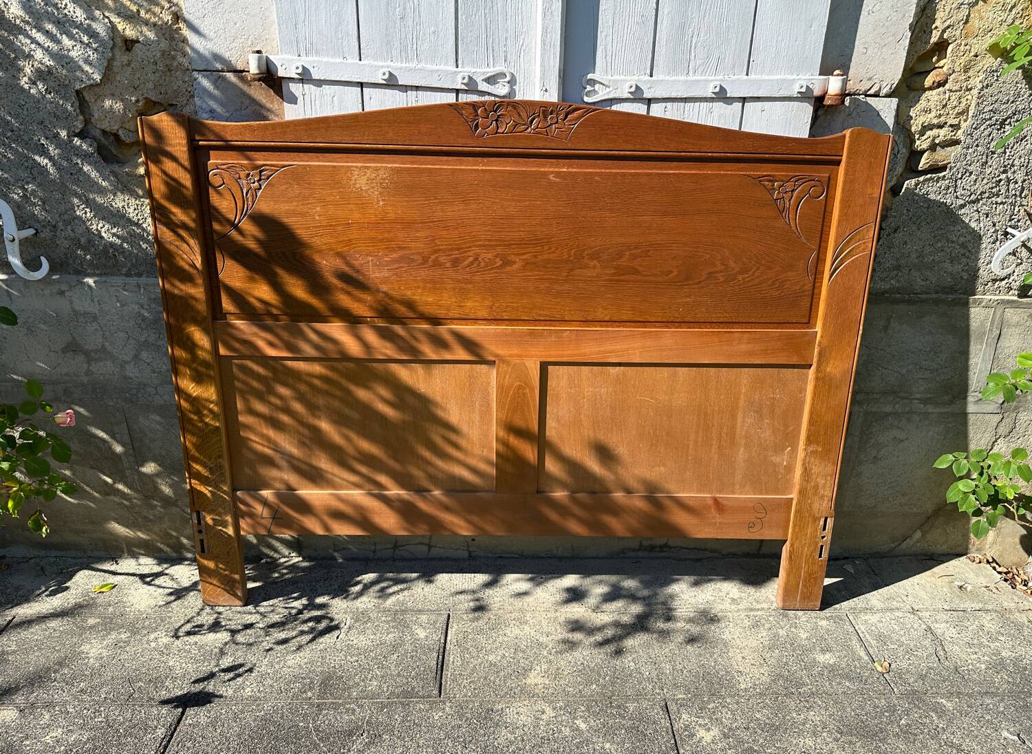 Vintage headboard and footboard in 140cm Art Deco style.