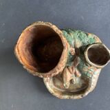 Pyrogenic, naturalistic tobacco jar in glazed terracotta from the 1900s