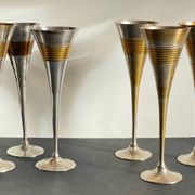 6 Flutes Champagne Laiton Argenté Vintage