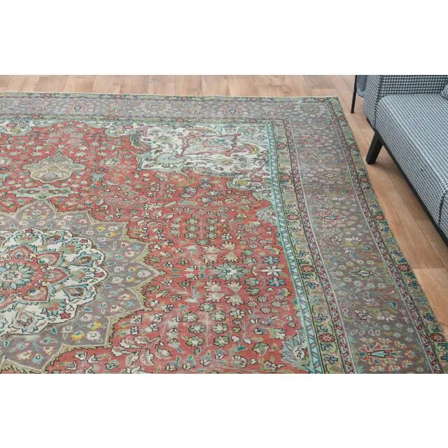 1970s Vintage Persian Handmade Wool Red Oversized Area Rug 286x378