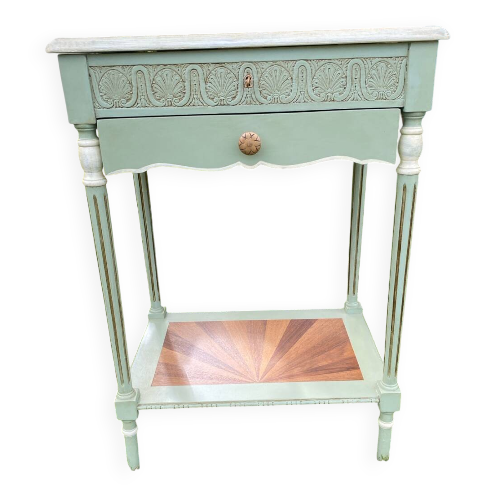 Petit meuble style coiffeuse avec marqueterie