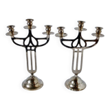 Paire Chandeliers laiton ancien Danemark 1930 Art-Déco